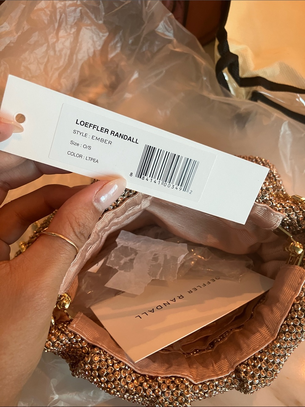 Loeffler Randall Peach Diamante Gathered Clutch - Picture 3 of 4